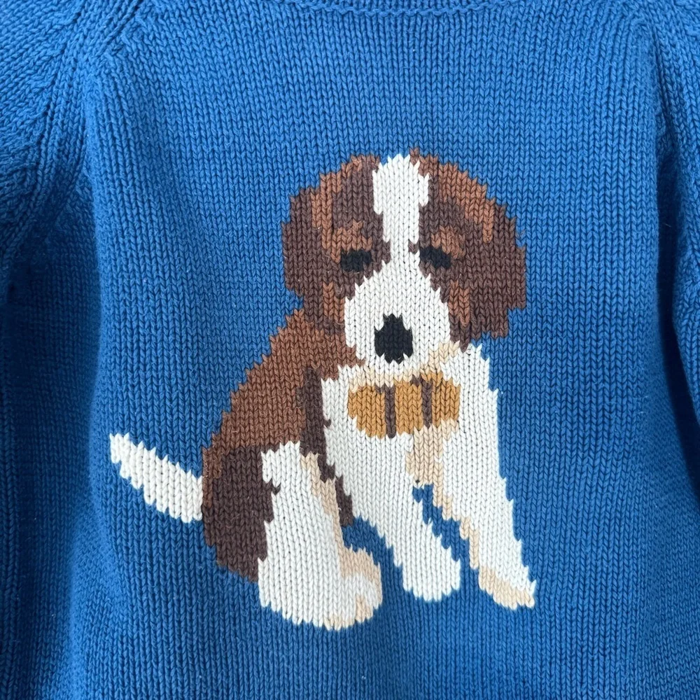 Vintage L.L. Bean roll neck intarsia knit Saint Bernard dog puppy toddler boy